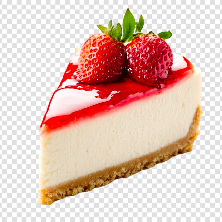 PSD delicioso pastel de queso de fresa rebanada golosina dulce postre panadería pastelería roja cremosa sabrosa