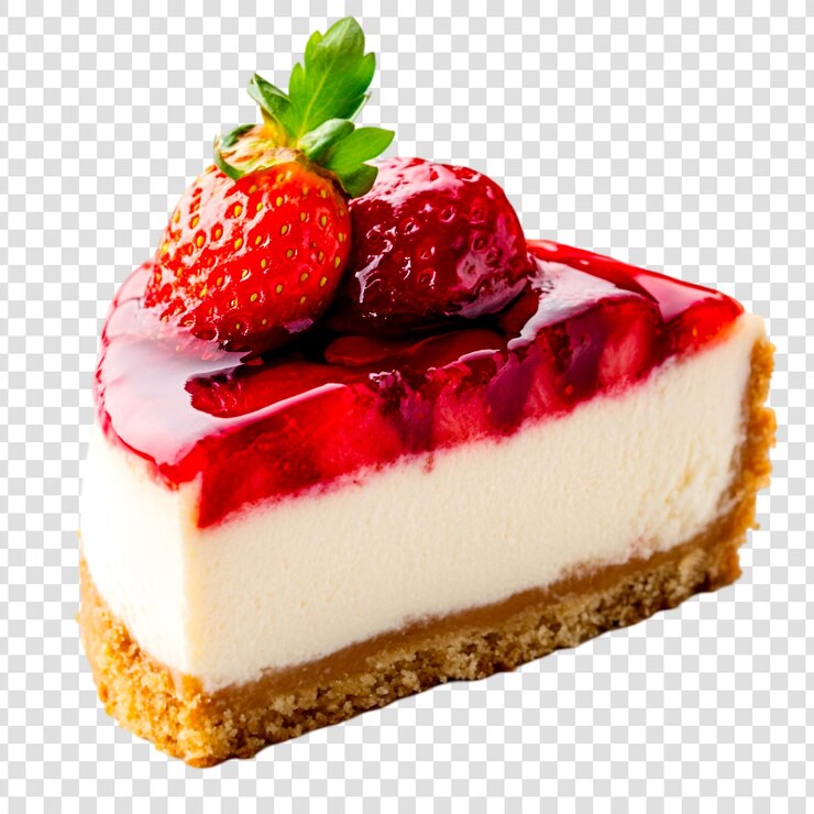 PSD delicioso pastel de queso de fresa rebanada de postre dulce