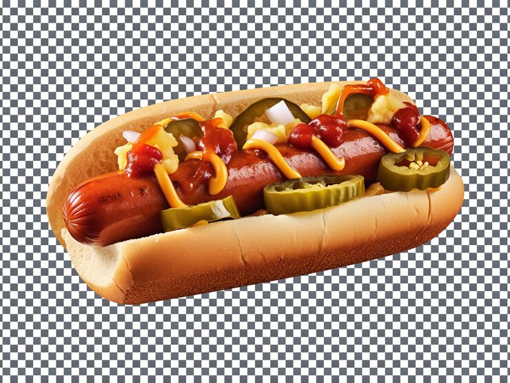 PSD delicioso perrito caliente al estilo de la ciudad de kansas aislado sobre fondo transparente