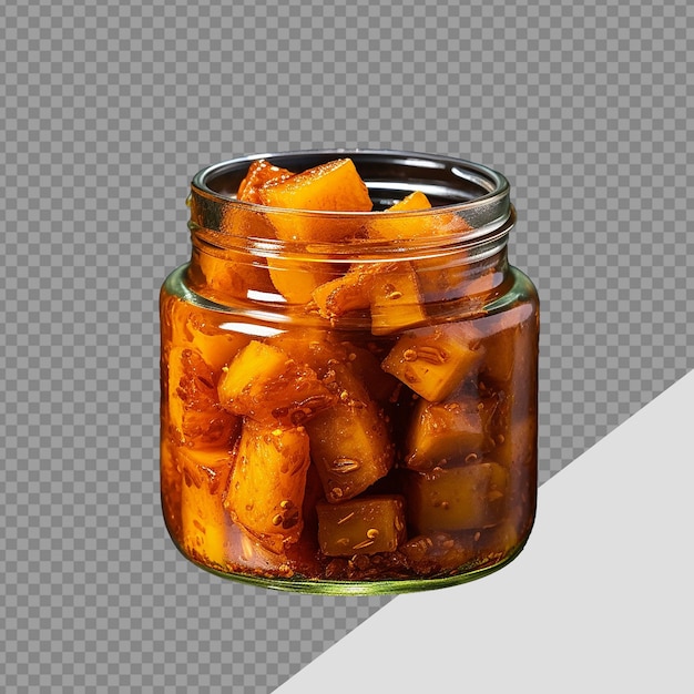 PSD delicioso picles de manga em jarra de vidro png isolado em fundo transparente