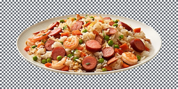 Delicioso plato de arroz frito de yangzhou con fondo transparente aislado