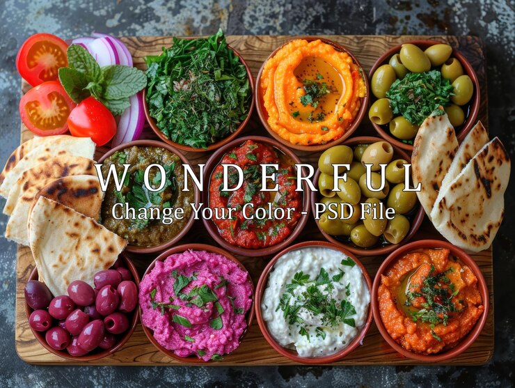 PSD el delicioso plato de mezze mediterráneo