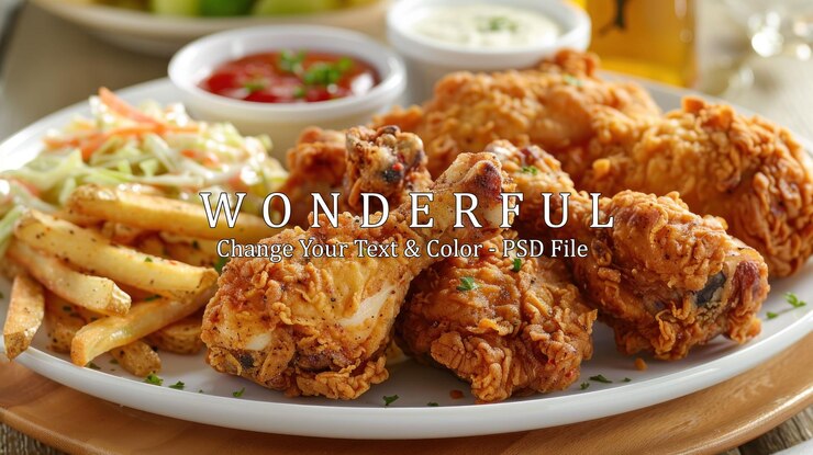 PSD delicioso pollo frito con costados
