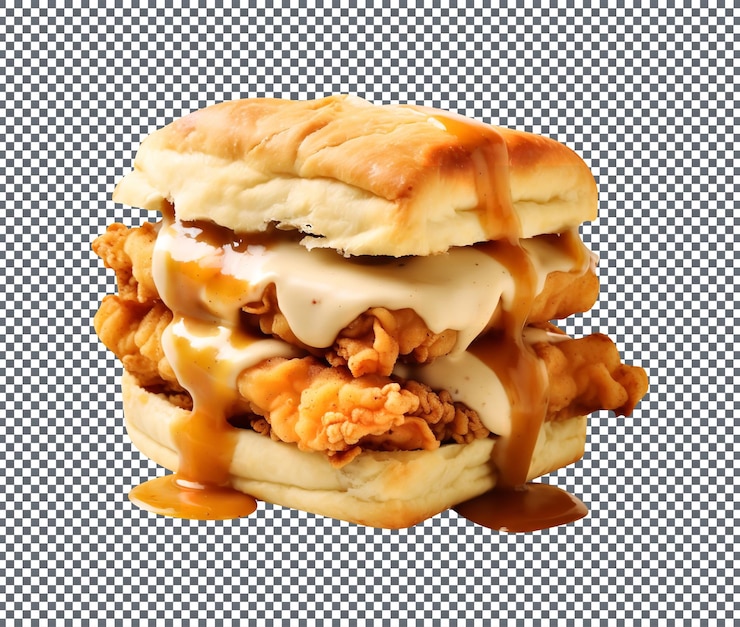 PSD delicioso pollo frito y galleta envolvida aislada sobre un fondo transparente
