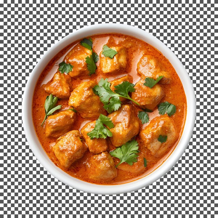 PSD el delicioso pollo tikka masala aislado sobre un fondo transparente