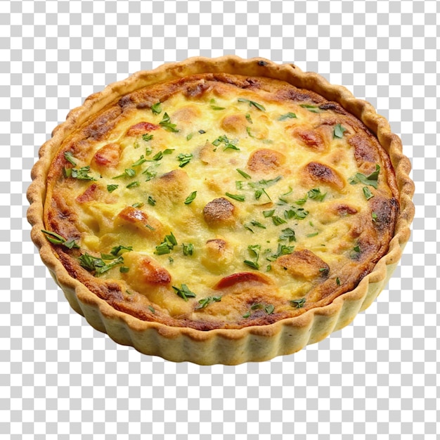 PSD delicioso quiche de queso casero aislado sobre un fondo transparente