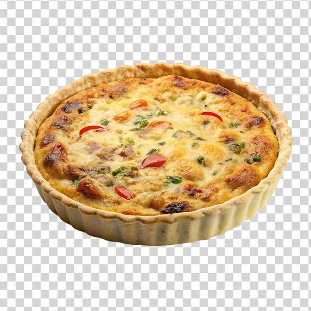 Delicioso quiche de queso casero aislado sobre un fondo transparente