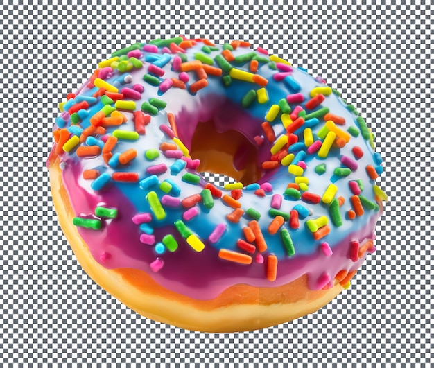 El delicioso Rainbow Bagel aislado sobre un fondo transparente