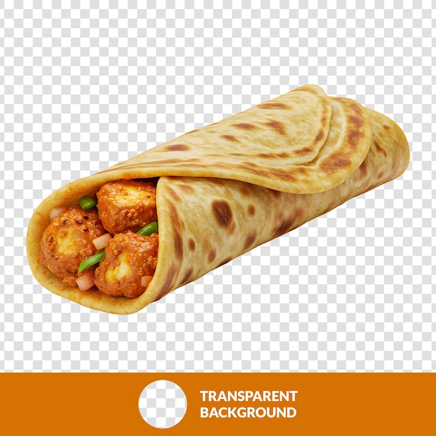 Delicioso rolo de paneer comida de rua indiana delícia
