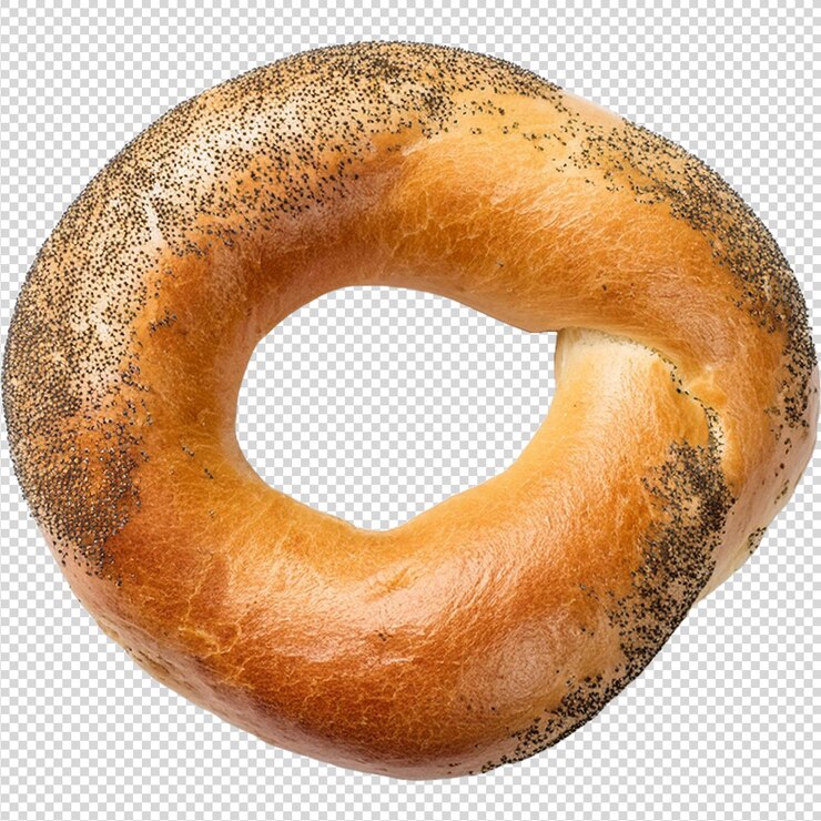 Delicioso y sabroso pan de bagel sobre un fondo transparente