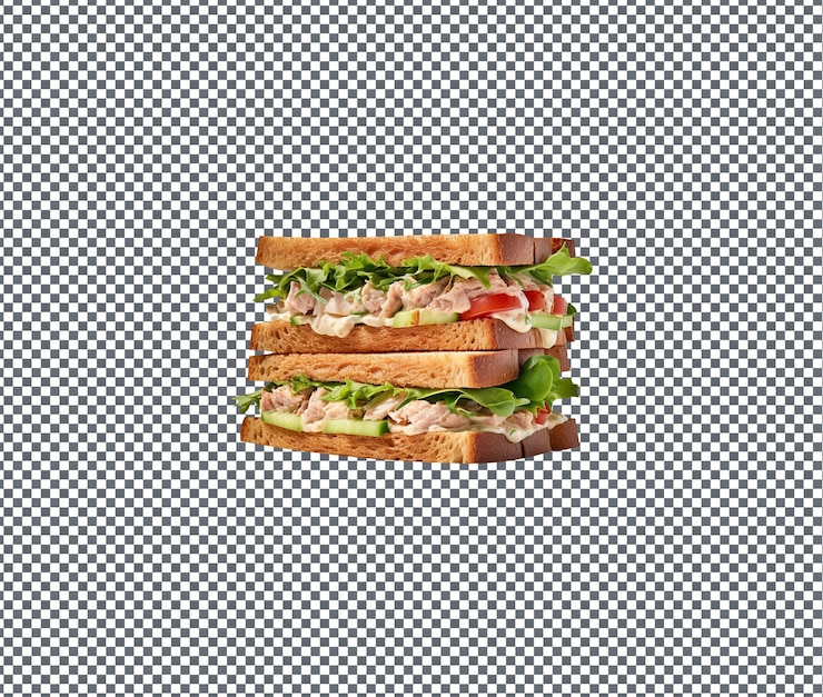 PSD delicioso sándwich de ensalada de atún aislado sobre un fondo transparente