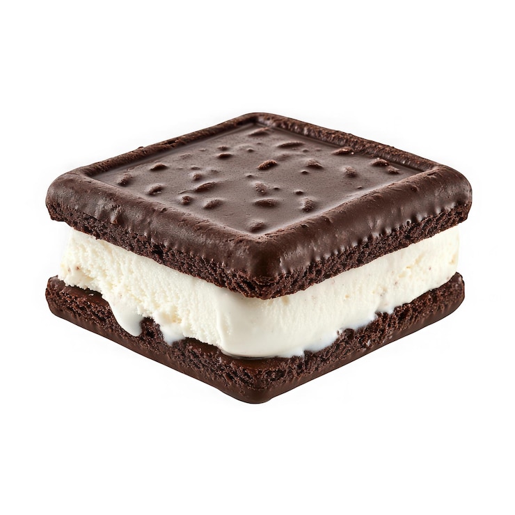 PSD delicioso sándwich de helado de chocolate de cerca