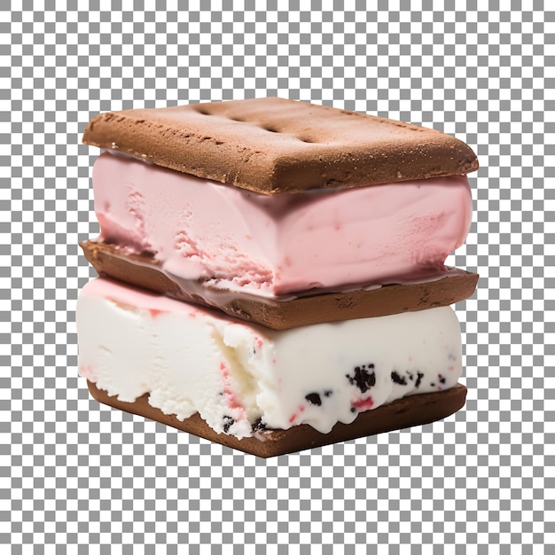PSD delicioso sándwich de helado napolitano aislado sobre fondo transparente
