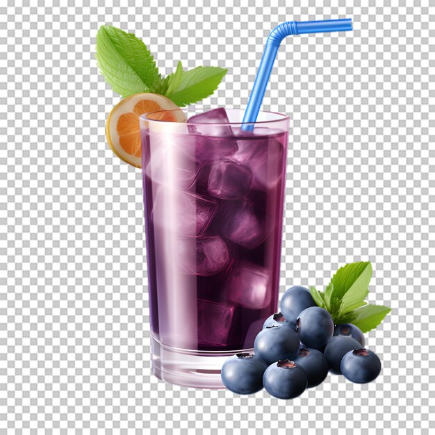 PSD delicioso smoothie de mirtilo em fundo transparente