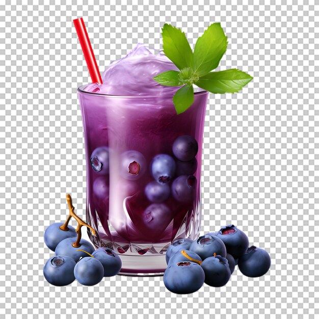 PSD delicioso smoothie de mirtilo em fundo transparente