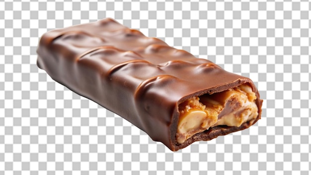 PSD delicioso snack bar revestido de chocolate isolado em fundo transparente