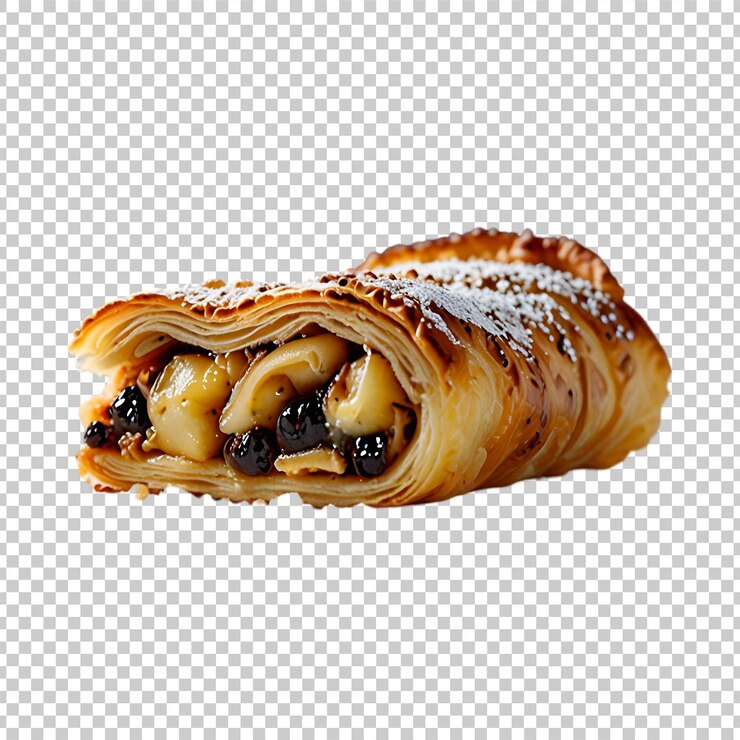 PSD el delicioso strudel aislado sobre un fondo transparente
