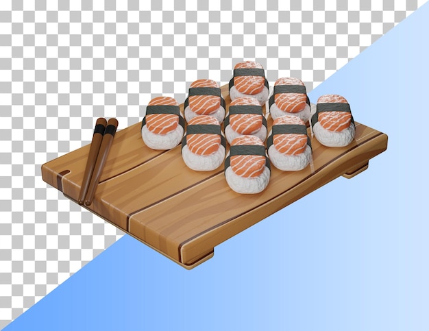 Delicioso sushi icono 3d. Representación 3d PSD