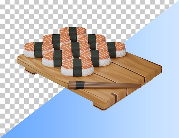 Delicioso sushi icono 3d. Representación 3d PSD