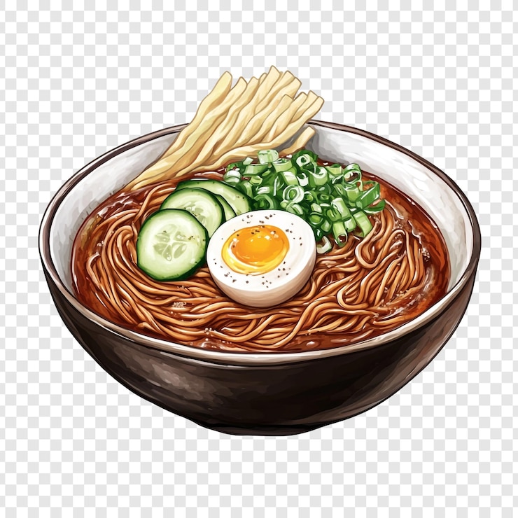 PSD un delicioso tazón de ramen con huevo y pepino