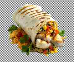 PSD delicioso tilapia grilled burrito isolado em fundo transparente