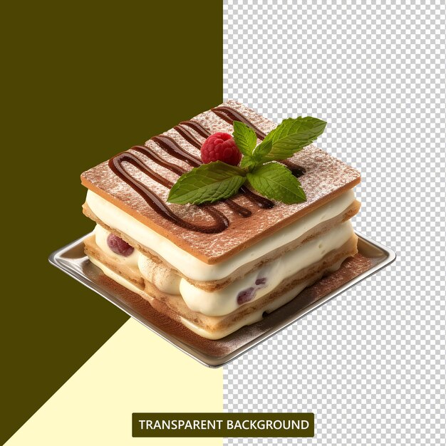 PSD delicioso tiramisú dulce original fondo transparente