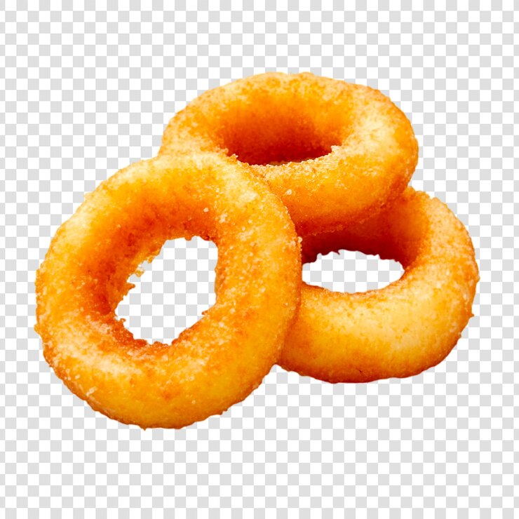 Deliciosos anillos de cebolla dorada y bocadillos crujientes