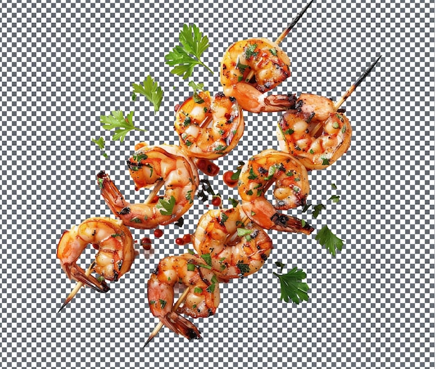Deliciosos camarões grelhados isolados sobre um fundo transparente