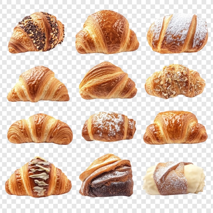 PSD deliciosos croissants variedade de bolos de padaria