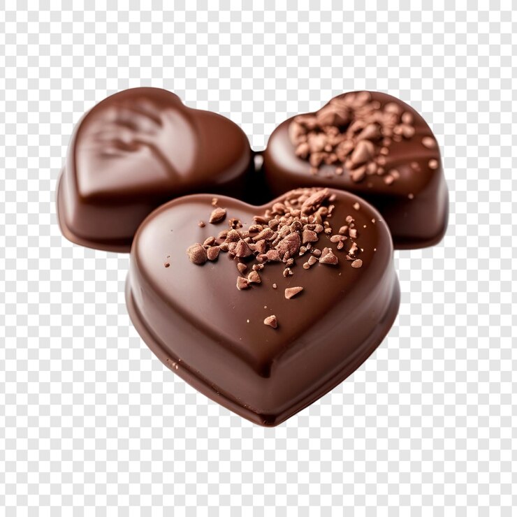 PSD deliciosos dulces de chocolate en forma de corazón dulces gourmet aislados en transparente