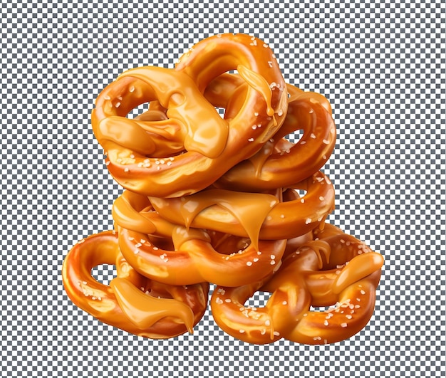 PSD deliciosos e saborosos pretzels recheados com manteiga de amendoim isolados em fundo transparente