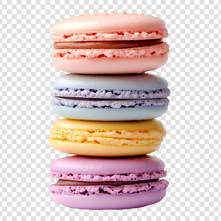 PSD deliciosos macarrões pastel empilhados com doce doce