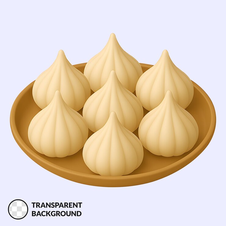 PSD deliciosos modaks en un plato de madera un regalo festivo