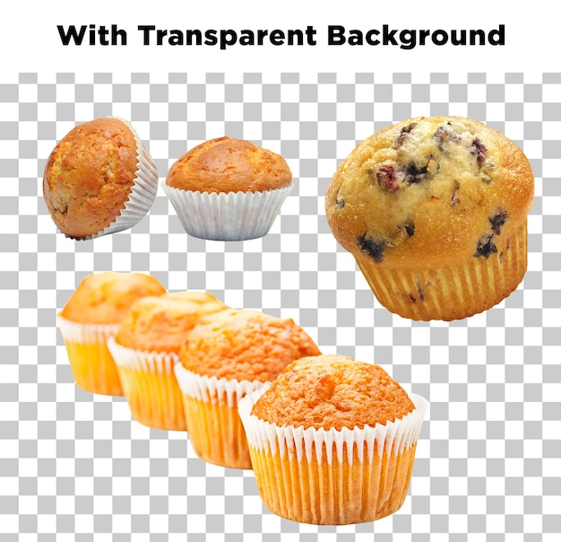 Deliciosos muffins con fondo transparente