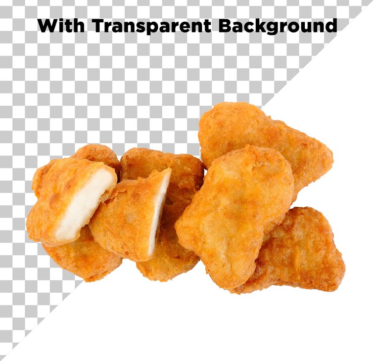 PSD deliciosos nuggets de pollo aislados sobre un fondo transparente
