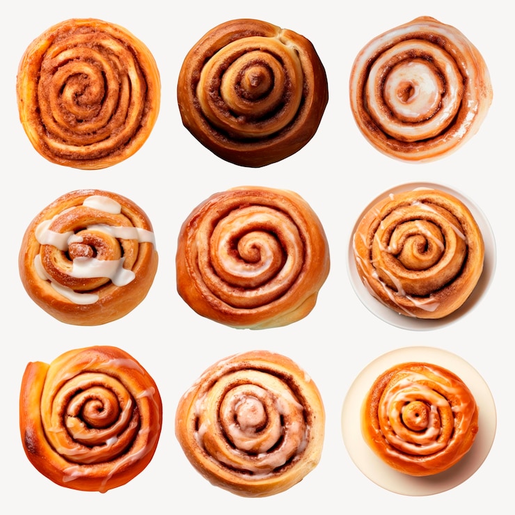 PSD deliciosos rollos de canela variedad selección conjunto psd