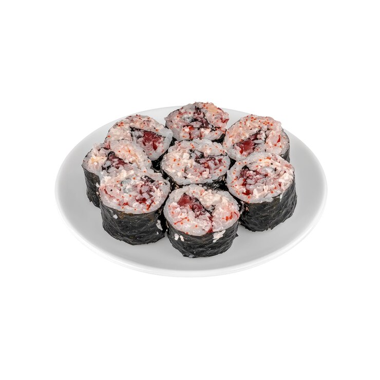 PSD deliciosos rollos de sushi en un plato blanco