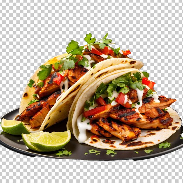 Deliciosos tacos de carne aislados sobre un fondo transparente