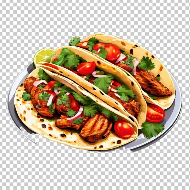 PSD deliciosos tacos de carne aislados sobre un fondo transparente