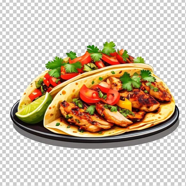 Deliciosos tacos de carne aislados sobre un fondo transparente