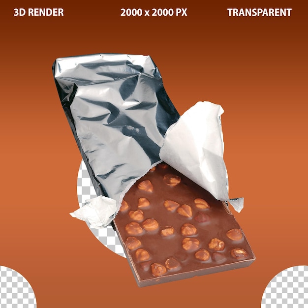 Deliciosos trozos de chocolate oscuro en un fondo transparente aislado