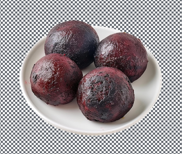 PSD delicious baked beetroot bantu bites isolées sur un fond transparent