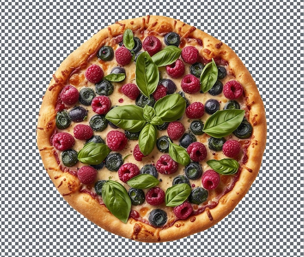 PSD delicious berry basil pizza isolée sur un fond transparent