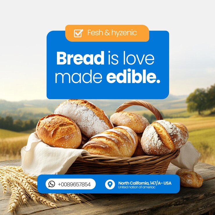 Delicious Bread redes sociales o instagram Diseño de plantillas de publicaciones
