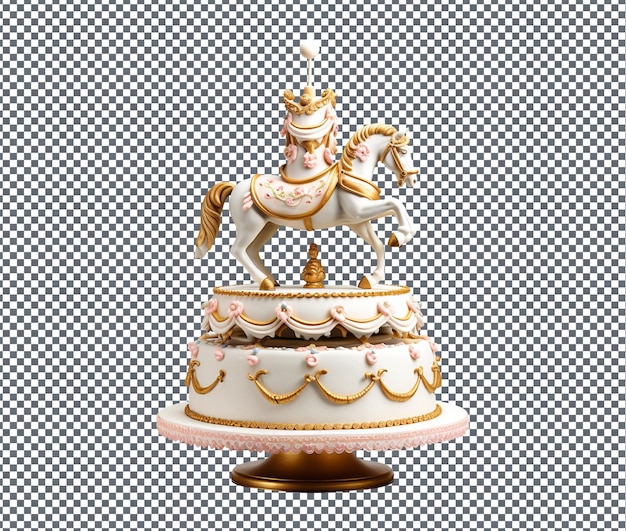 PSD delicious carousel horse cake topper isolé sur un fond transparent