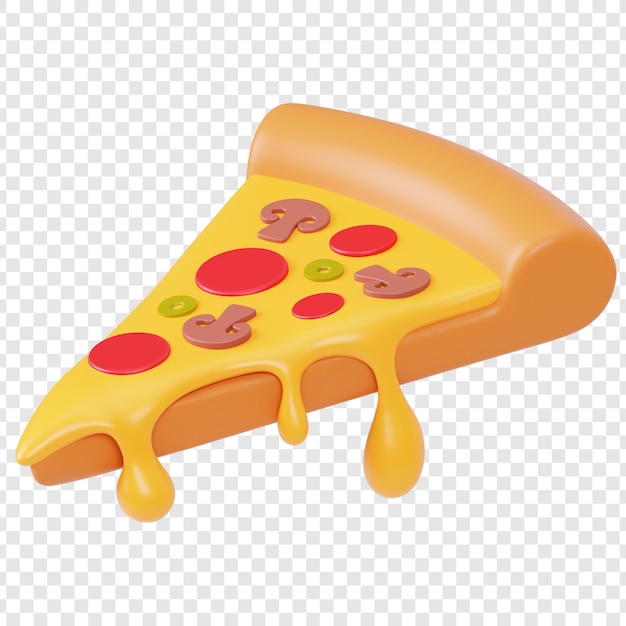 Delicious cartoon pizza slice with toppings