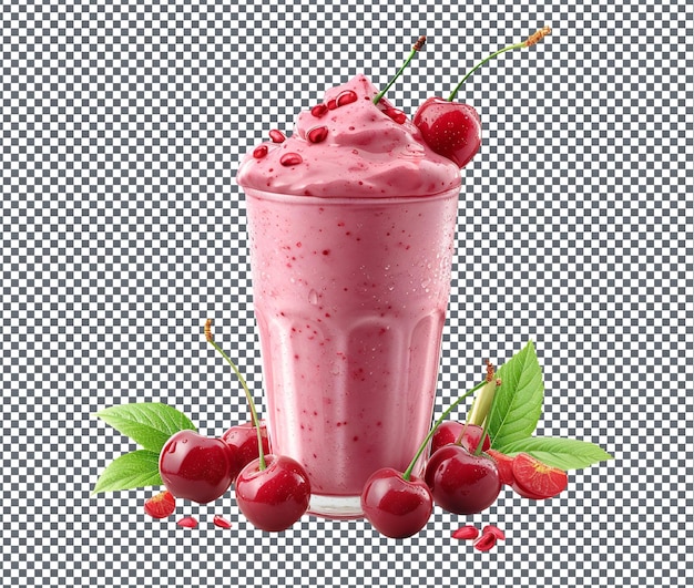 PSD delicious cherry vanilla smoothie isolé sur un fond transparent