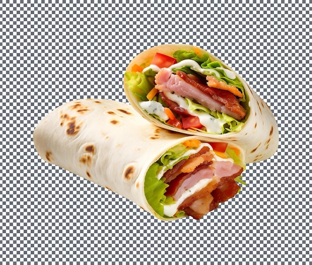 Delicious Chicken Bacon Ranch Salad Wrap aislado en un fondo transparente