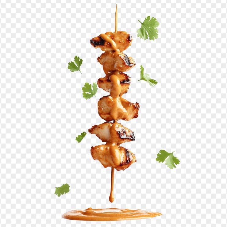 PSD delicious chicken satay skewers
