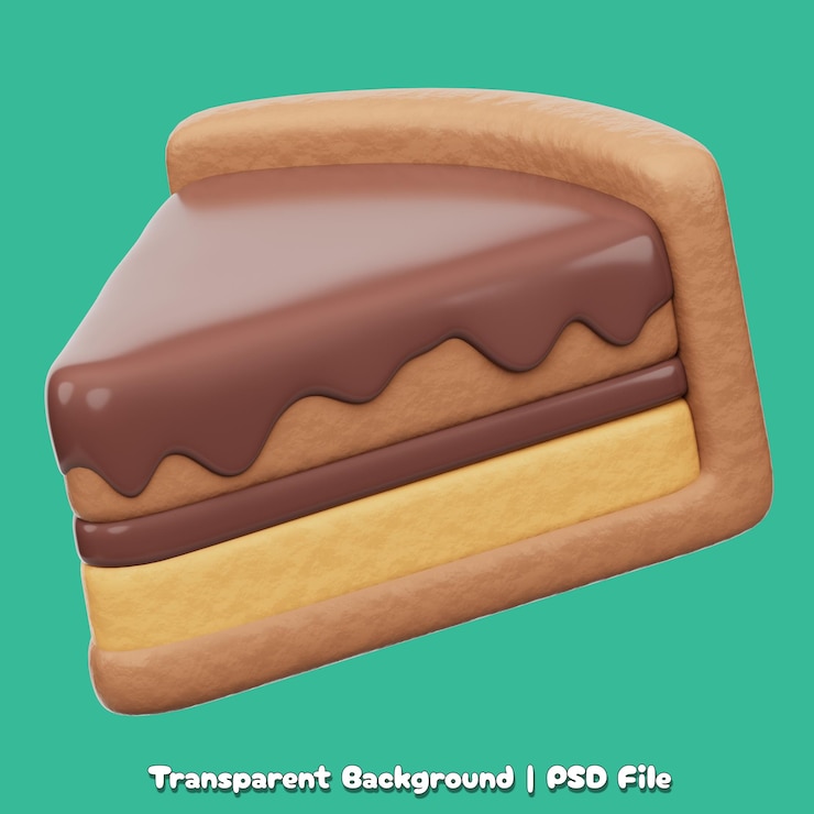 PSD delicious chocolate cake 3d icon isolated transparent background